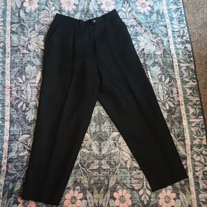 Vintage Talbots Irish Linen High Rise Trousers 14P Black Old Money Quiet Luxury